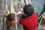 Sama Dilaut fisherman and son with stingray catch.  Kabalutan 2017, Sulawesi,&nbsp;Indonesia